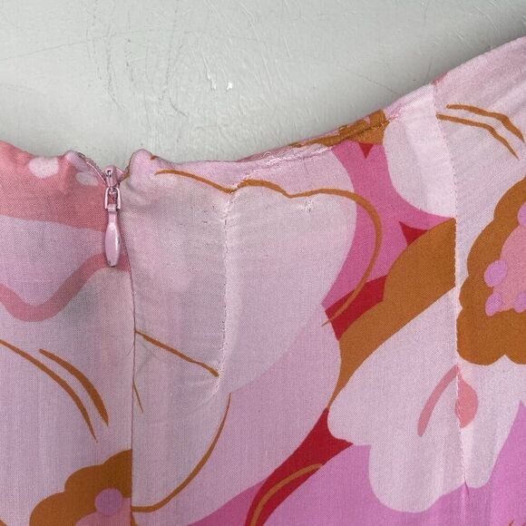 MINKPINK Josie Maxi Skirt Women Large Pink Floral 100% Viscose Lined - Picture 9 of 16